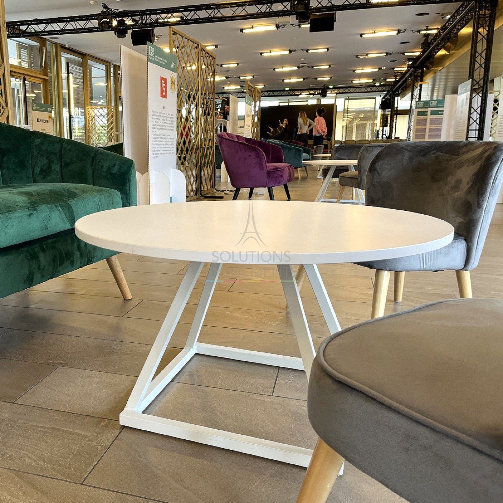 Table Basse Linea Blanc - Plateau rond Blanc - Visuel 2