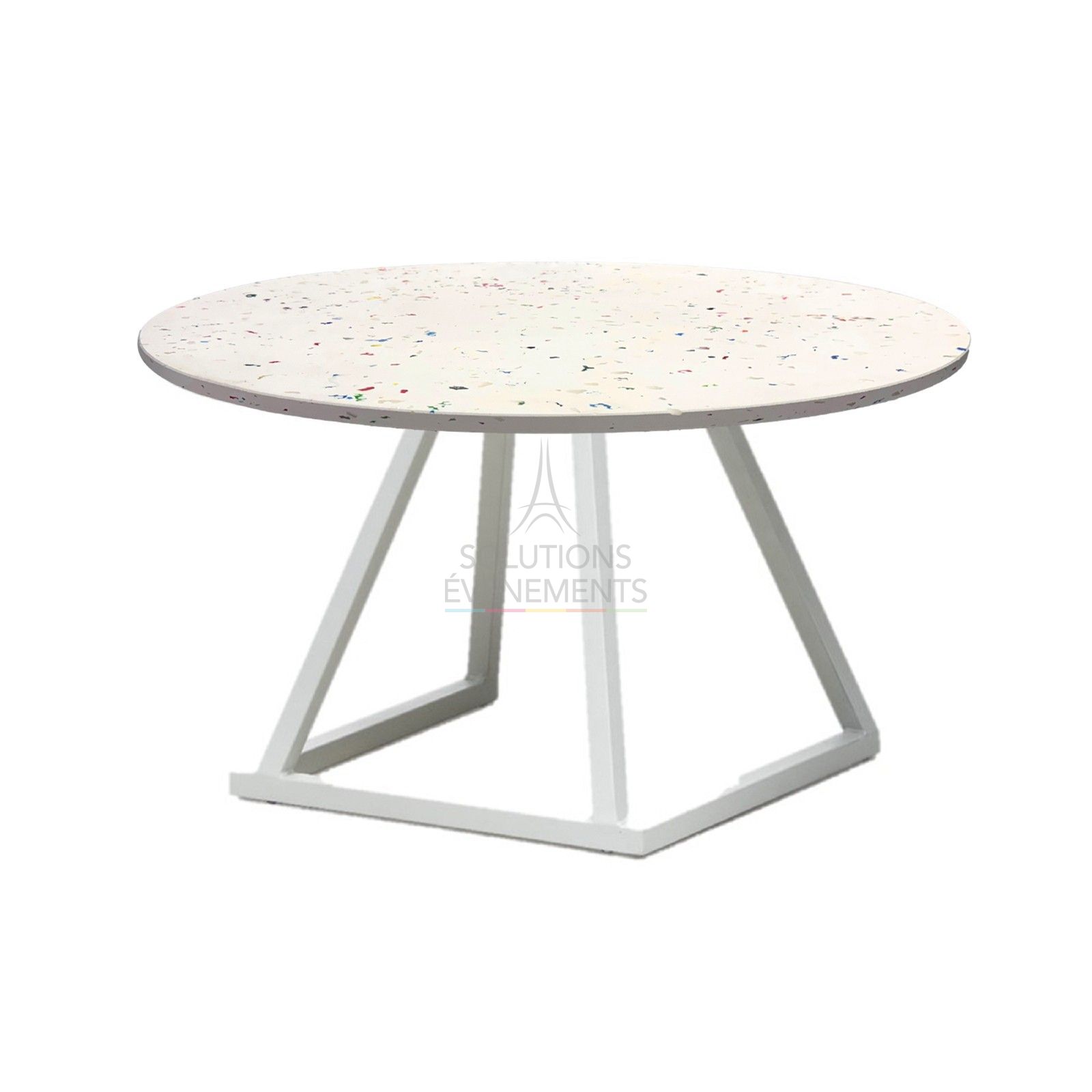 Location table basse éco-responsable avec plateau rond