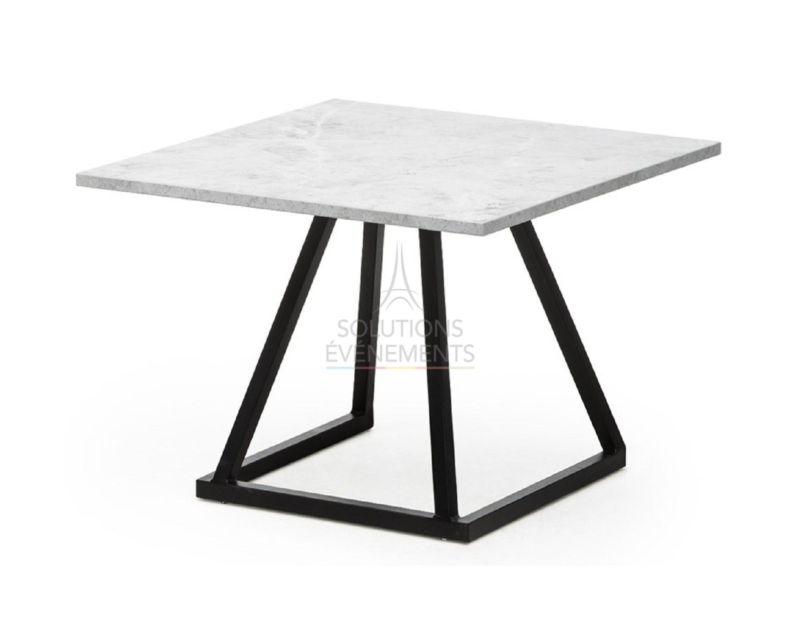 Table Basse Linea Noir - Plateau Marbre Blanc - Visuel 1