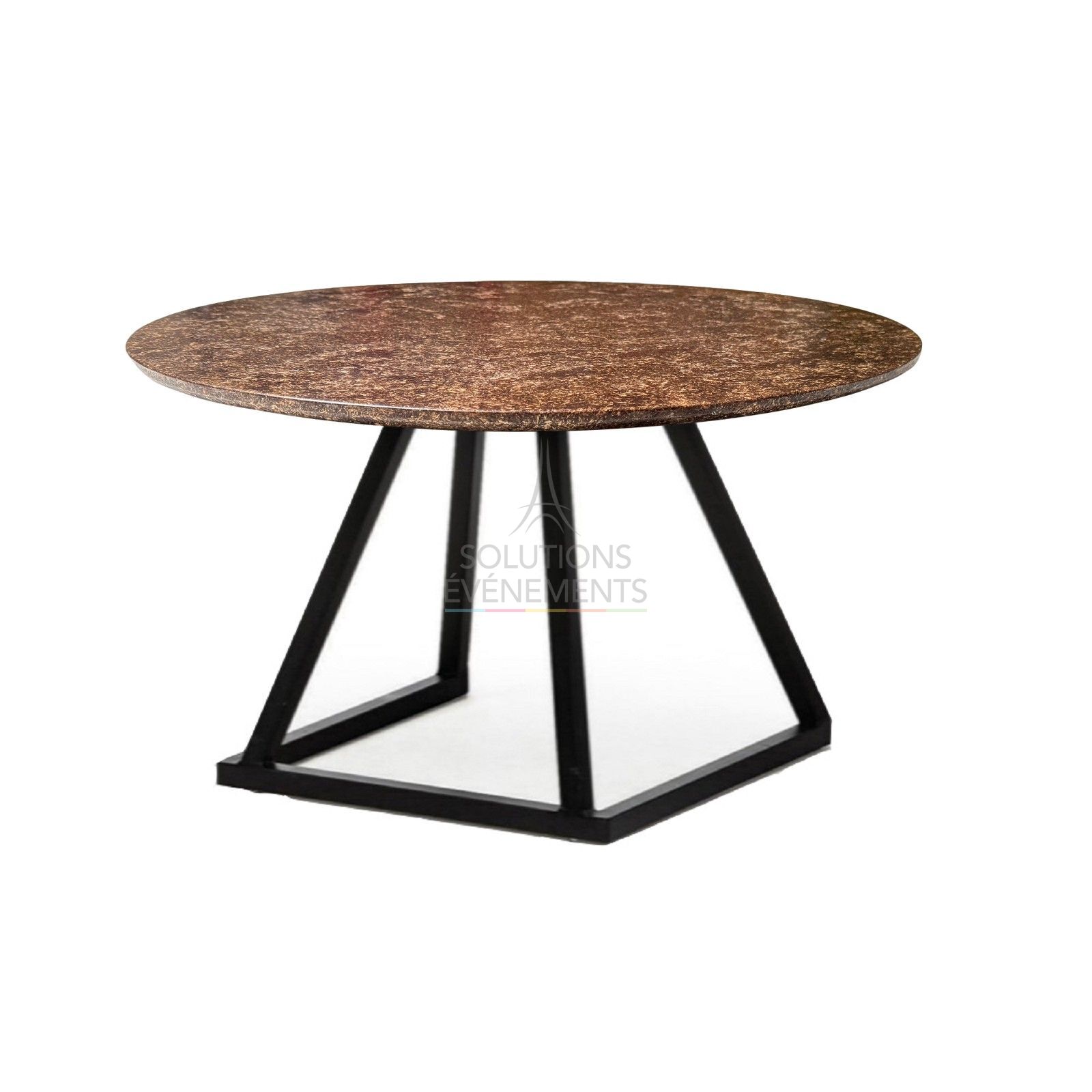 Location table basse éco-responsable avec plateau biosourcé rond