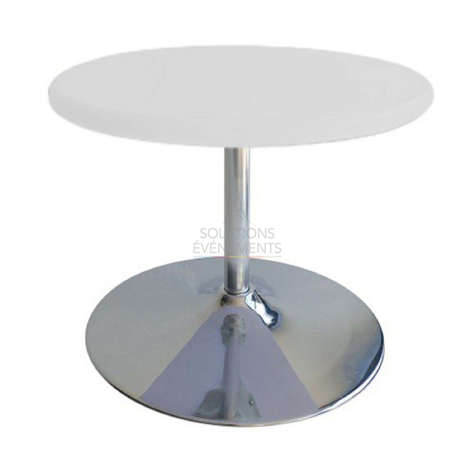 Location de table basse blanche diamètre 70cm