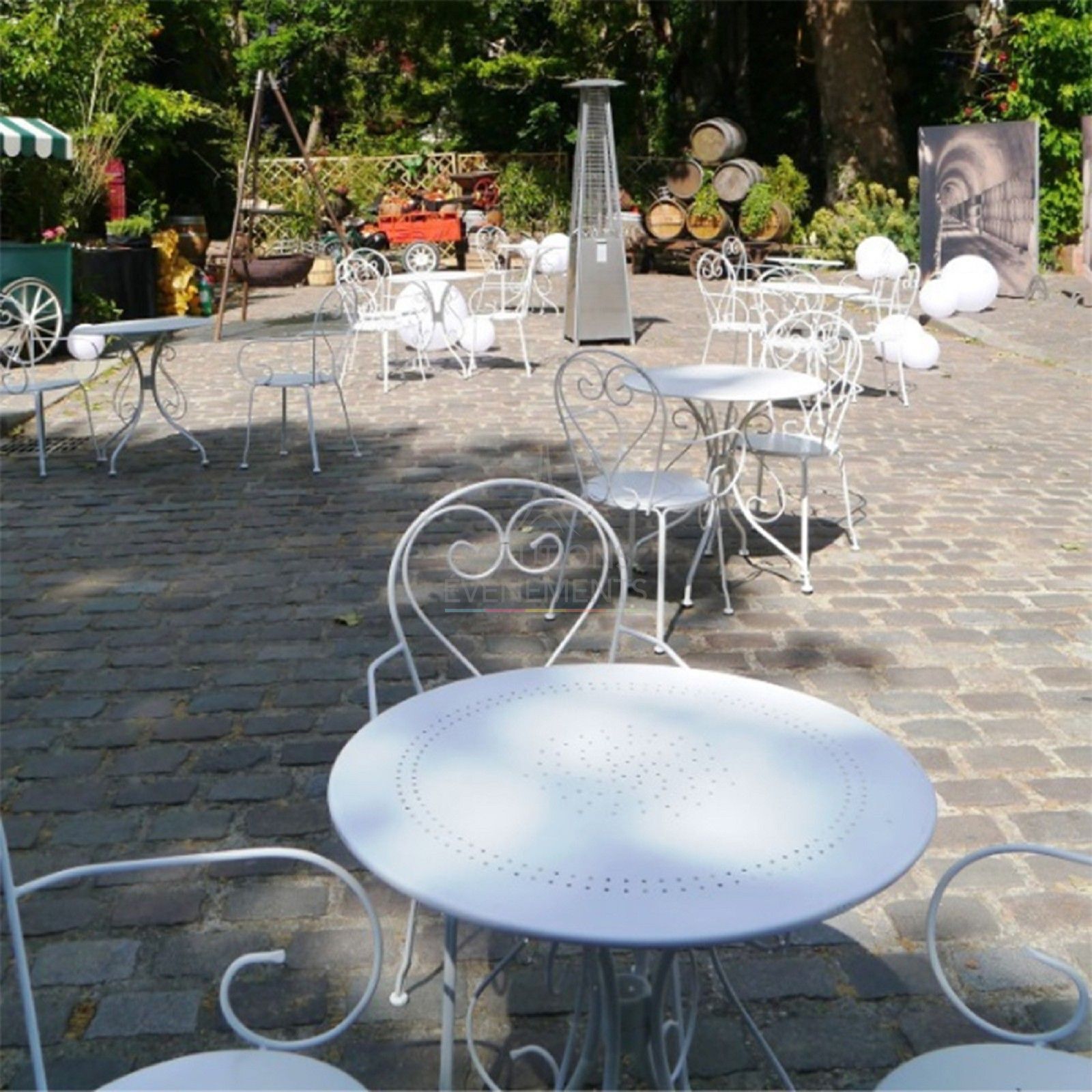 Table de jardin blanche en fer forgé  - Visuel 3