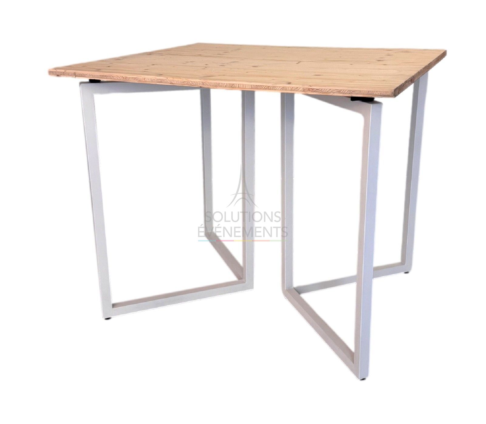 Location de table gueridon design blanc avec plateau éco-responsable