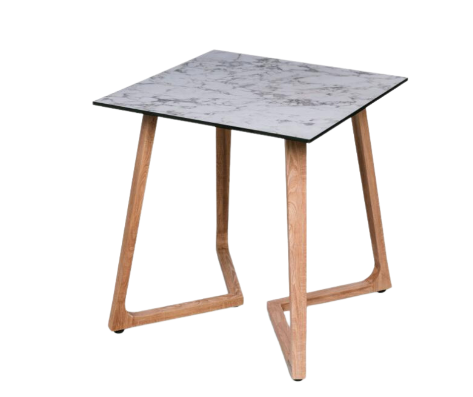 Location de petite table design avec plateau marbre blanc