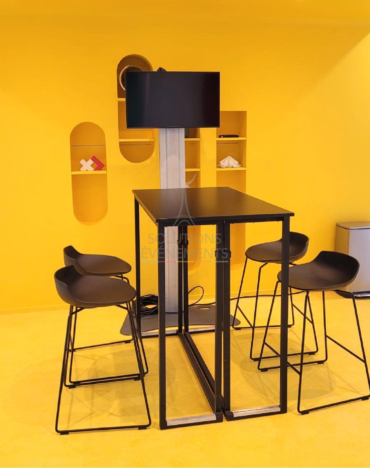 Table Haute Kubo Noire - Plateau Noir - Visuel 5