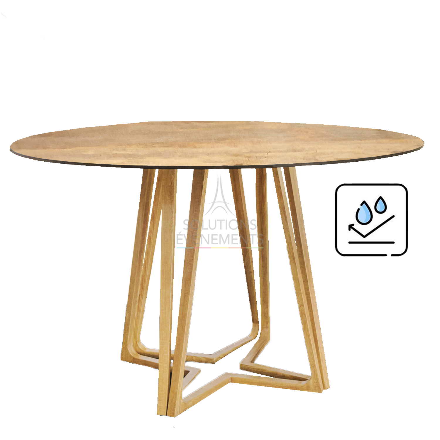Location de table haute ronde Ø180 cm avec plateau factory waterproof