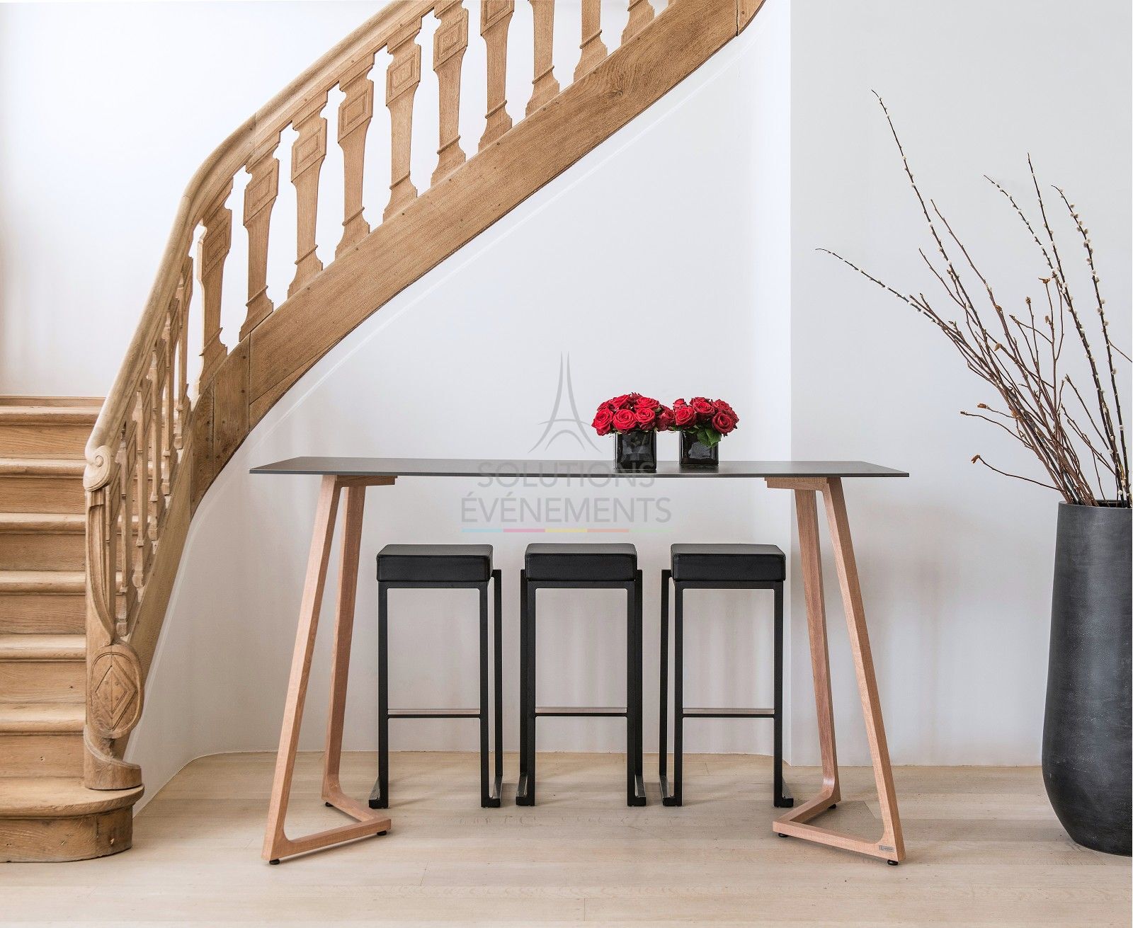 Table haute Wings 6-8 pax - Plateau Marbre gris 180x80cm - Visuel 3