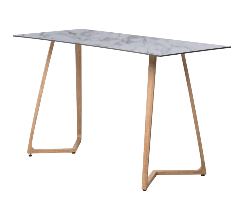 Location de table haute design avec plateau marbre blanc
