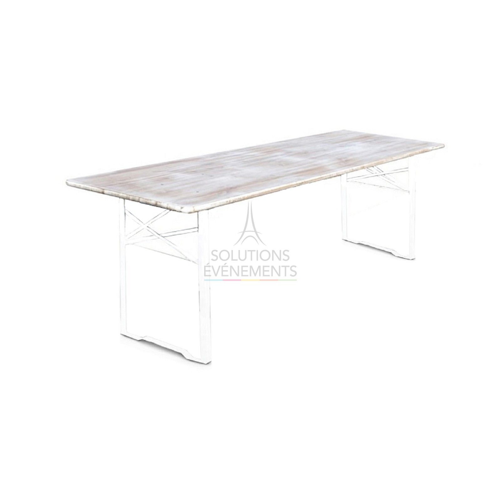 Location de table blanche banquet rectangulaire en bois