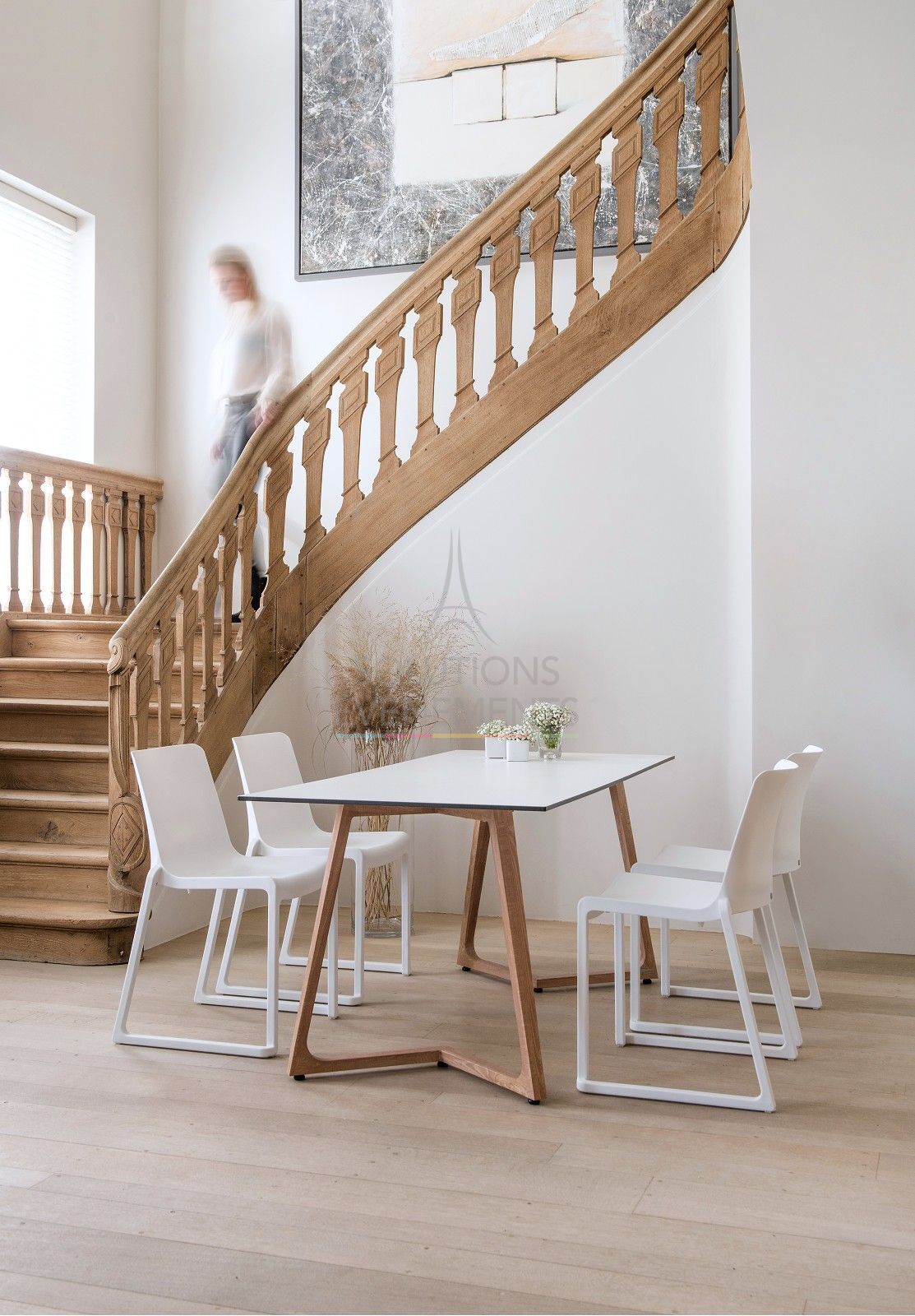 Table rectangulaire Wings 6-8 pax - Plateau Marbre blanc 180x80cm - Visuel 2