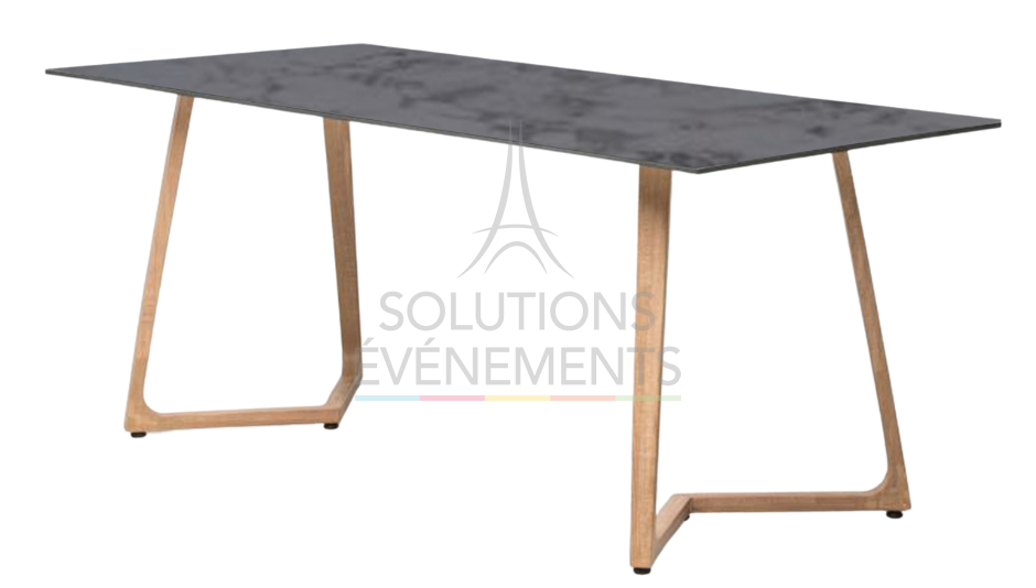 Table rectangulaire Wings 6-8 pax - Plateau Marbre gris 180x80cm - Visuel 1