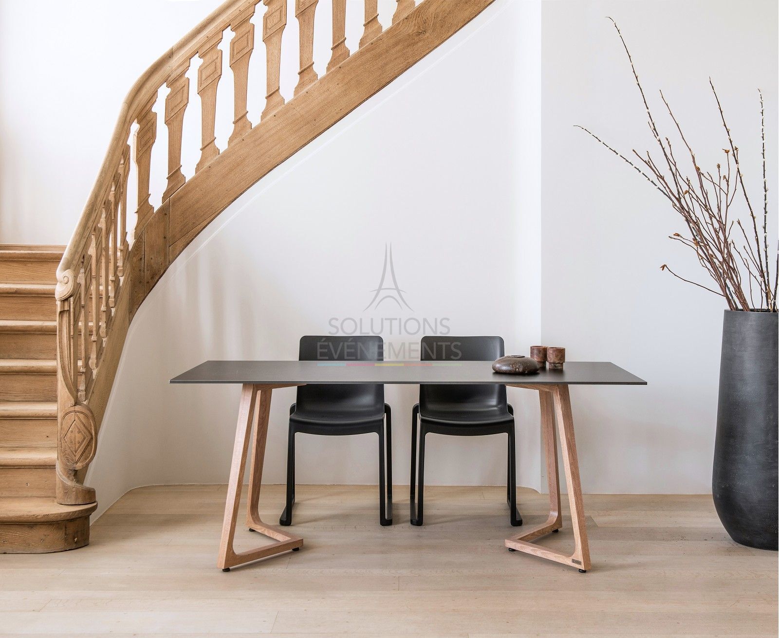 Table rectangulaire Wings 6-8 pax - Plateau Marbre gris 180x80cm - Visuel 2