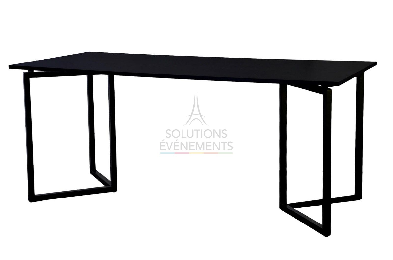 Location de table rectangulaire design noir avec plateau noir