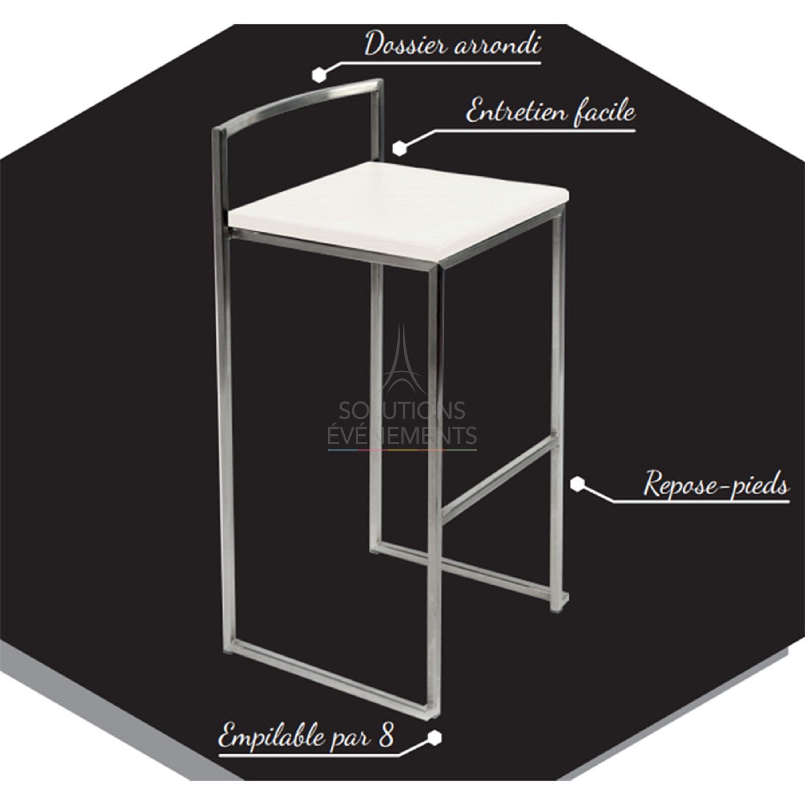 Tabouret de bar haut Manhattan Noir - Visuel 4
