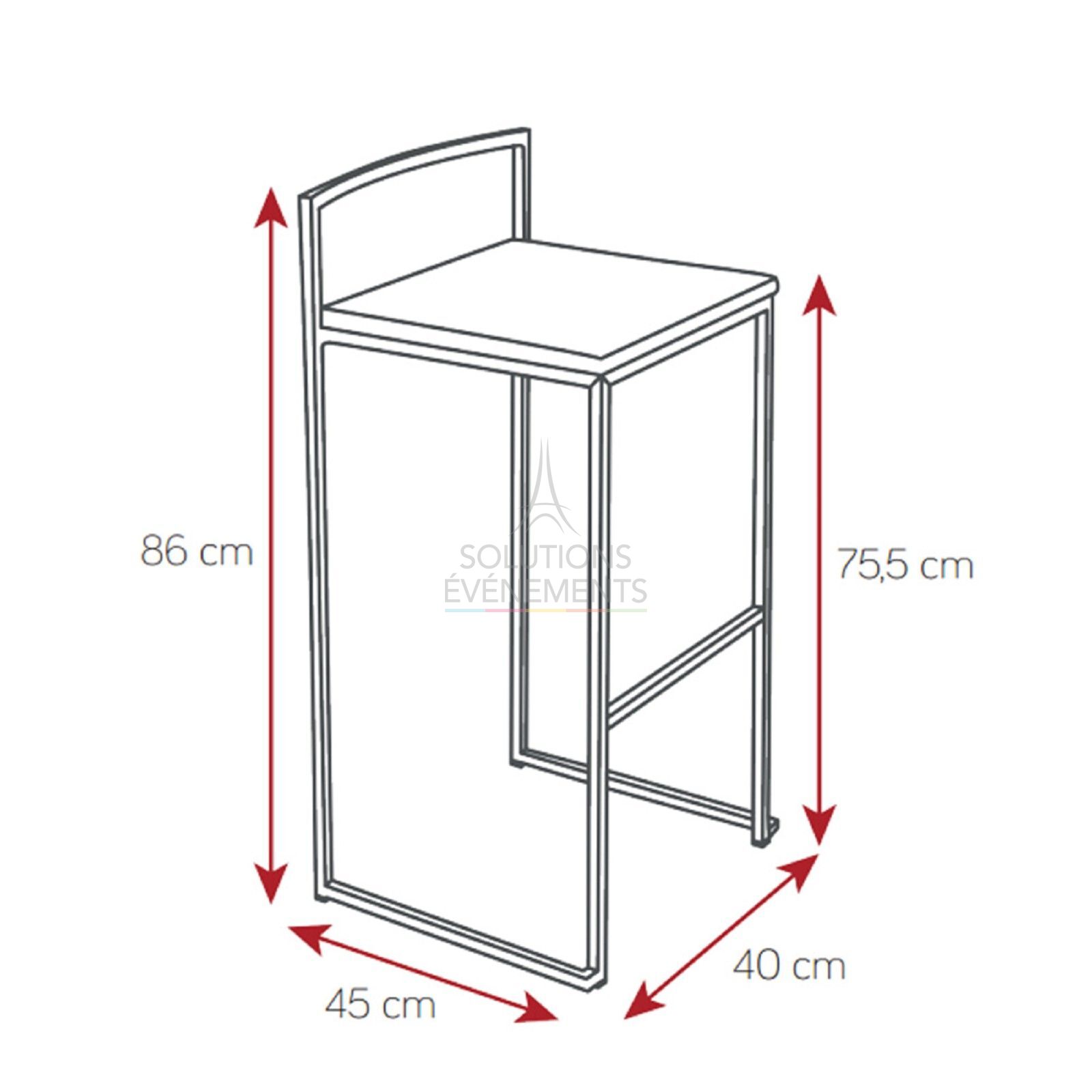 Tabouret de bar haut Manhattan Noir - Visuel 3