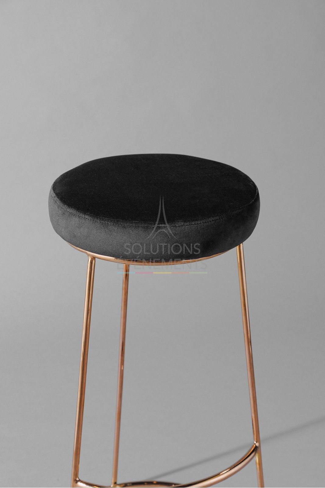 Tabouret haut Leonor - Assise velours Noir - Visuel 2