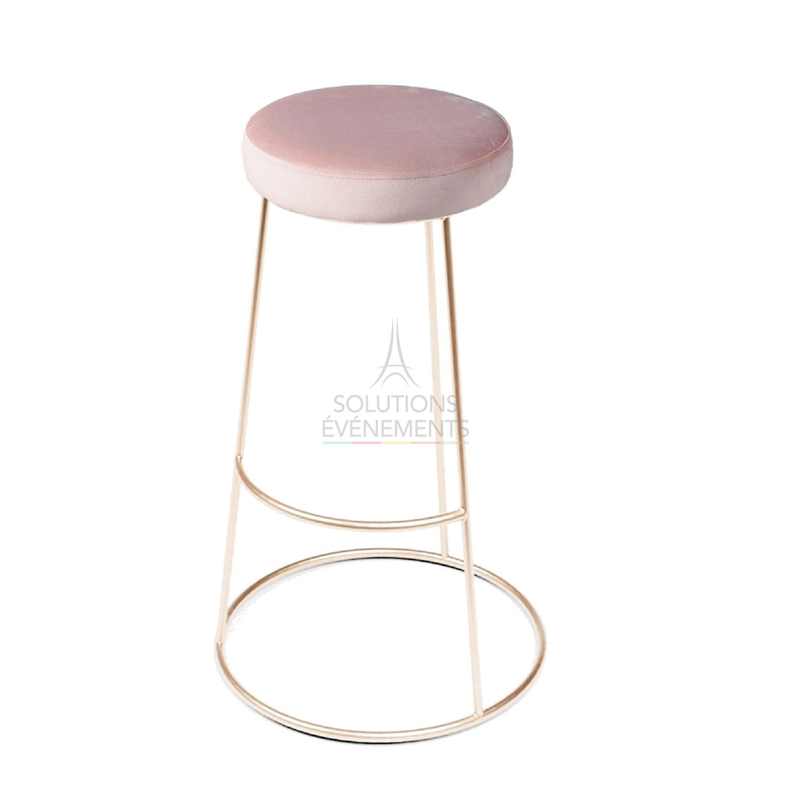 Tabouret haut Leonor - Assise velours Rose - Visuel 1