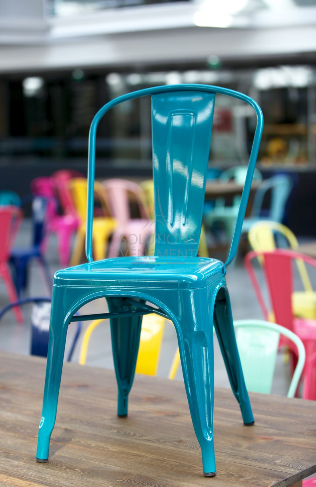 Turquoise blue industrial tolix chair - Visual 4