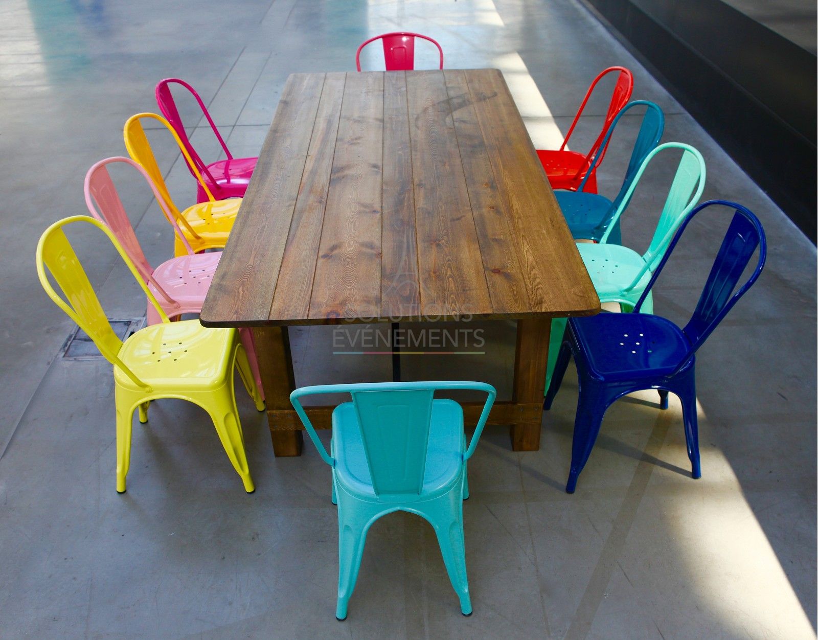 Turquoise blue industrial tolix chair - Visual 6