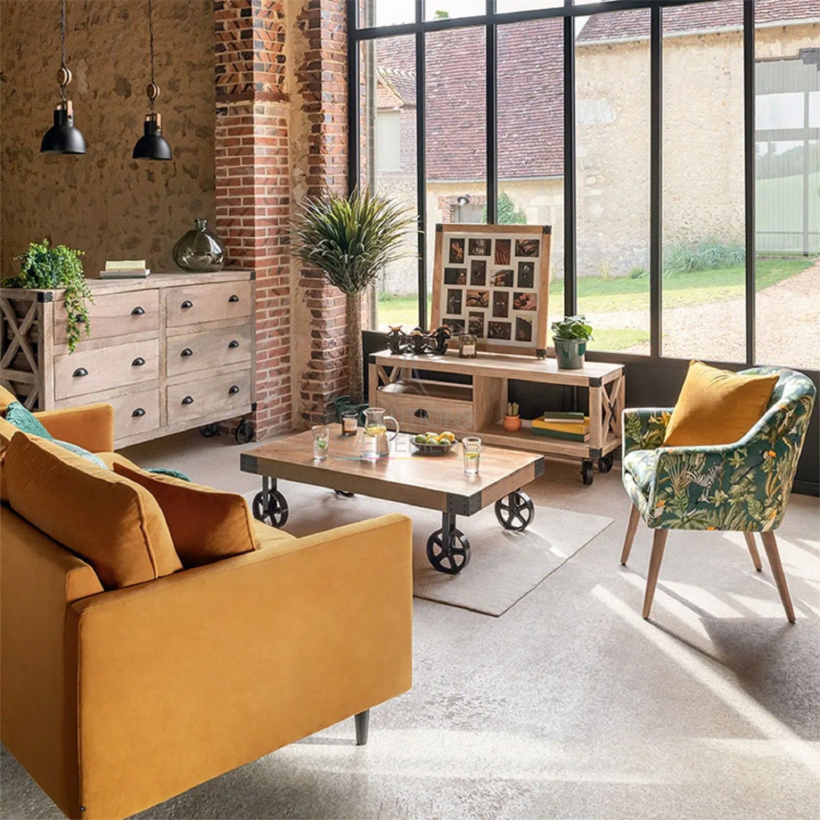 Victoria velvet sofa - Yellow - Visual 2