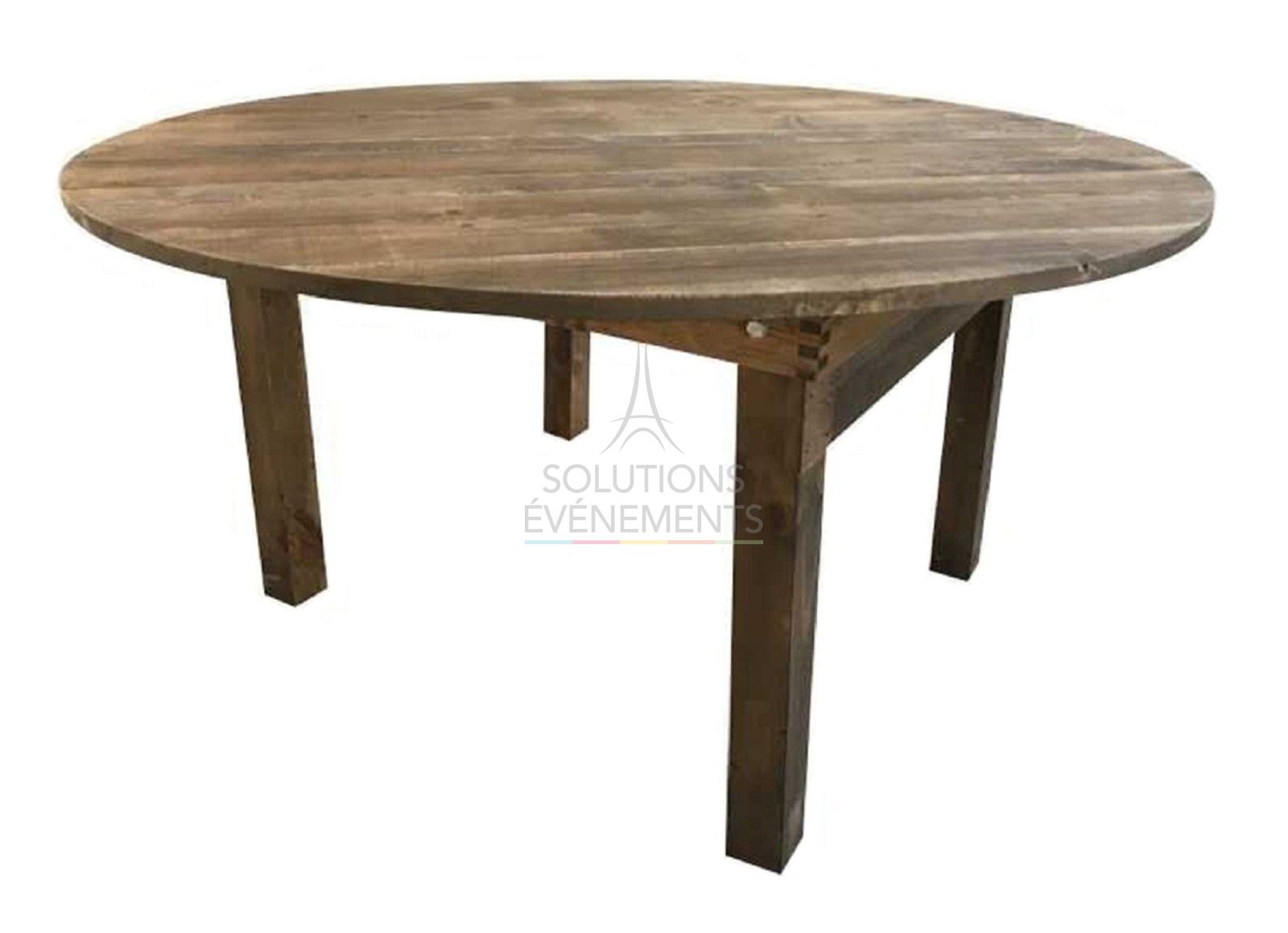 Vintage round wooden table 150cm for 8-10 people - Visual 1