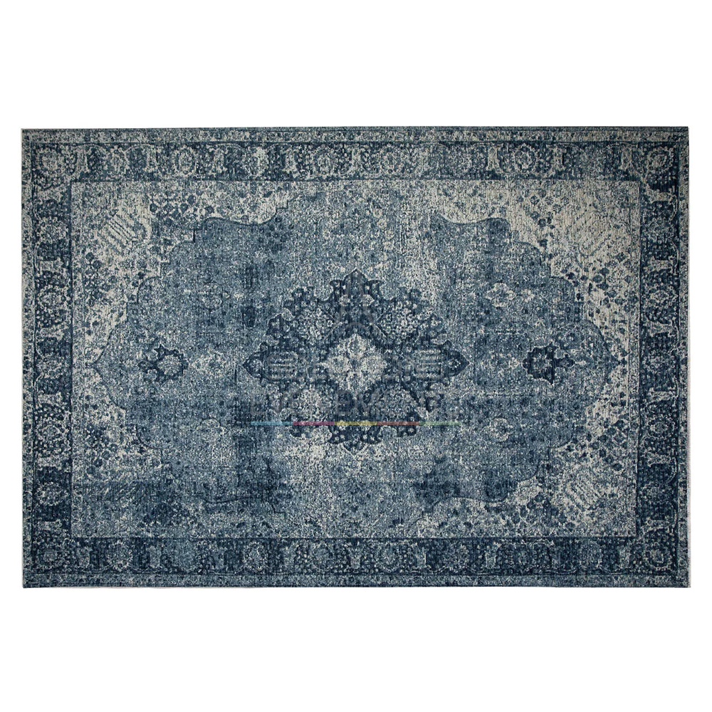 Rental vintage carpet Tangier blue rectangle