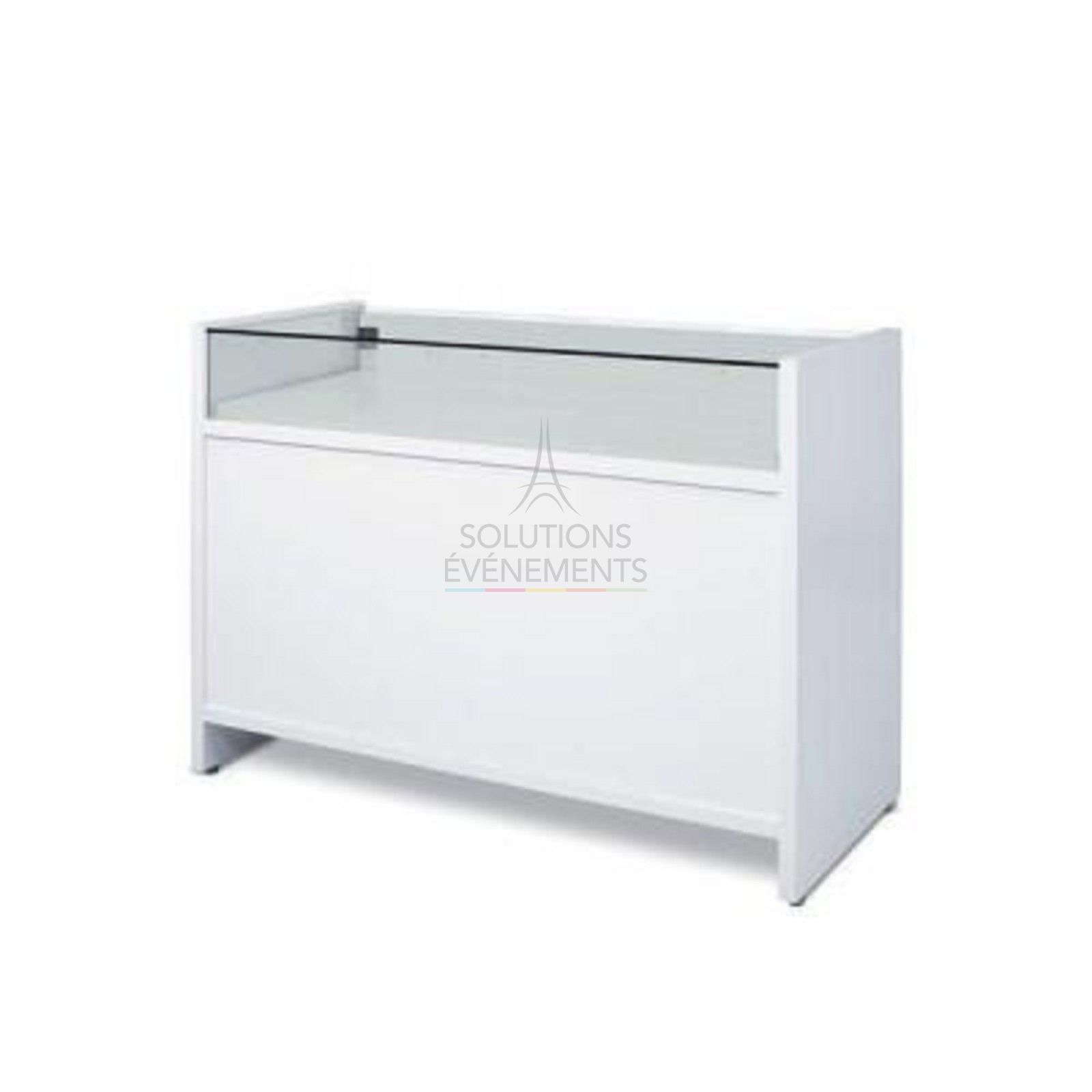 Rental of a counter with white display case