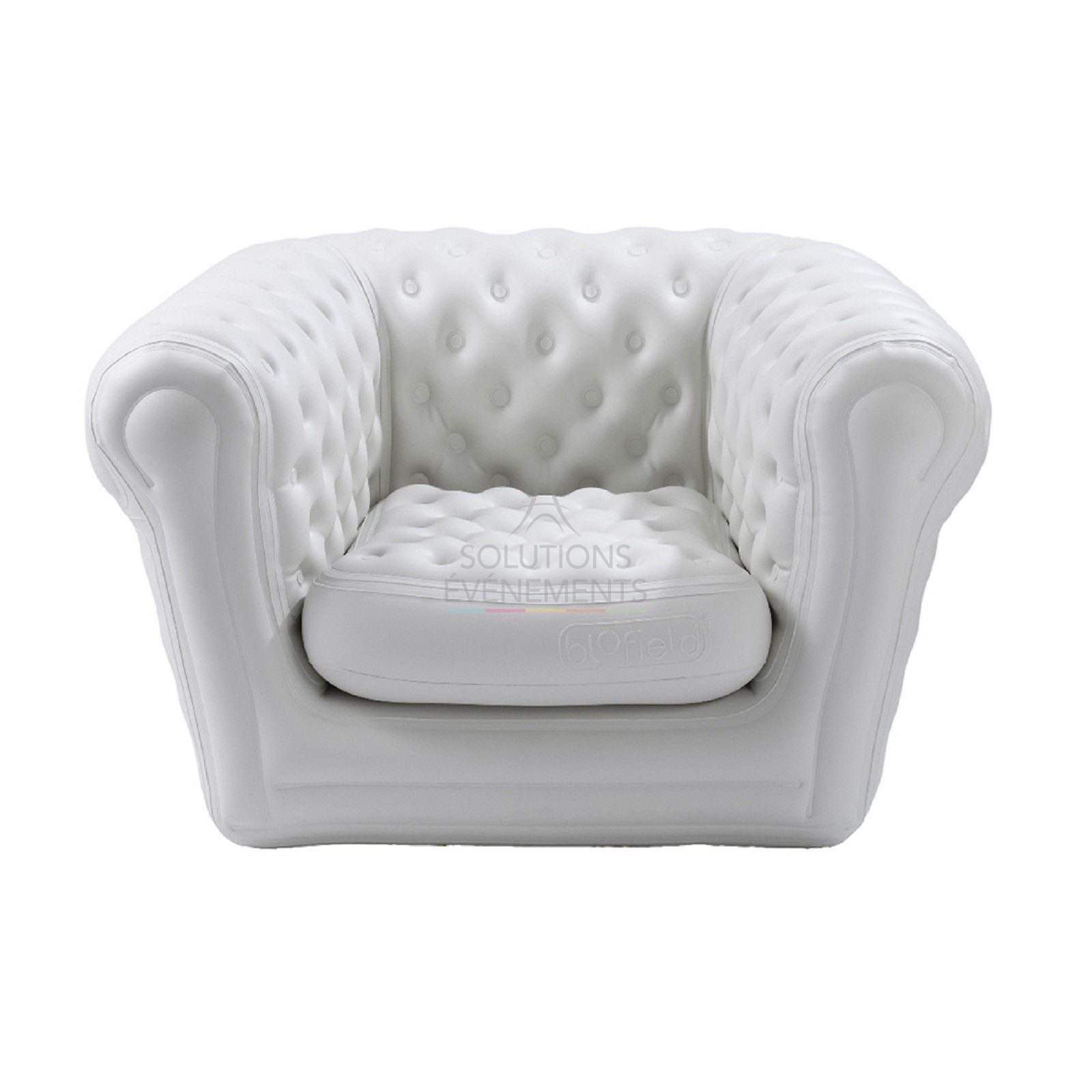 Rental of white inflatable Chesterfield chair