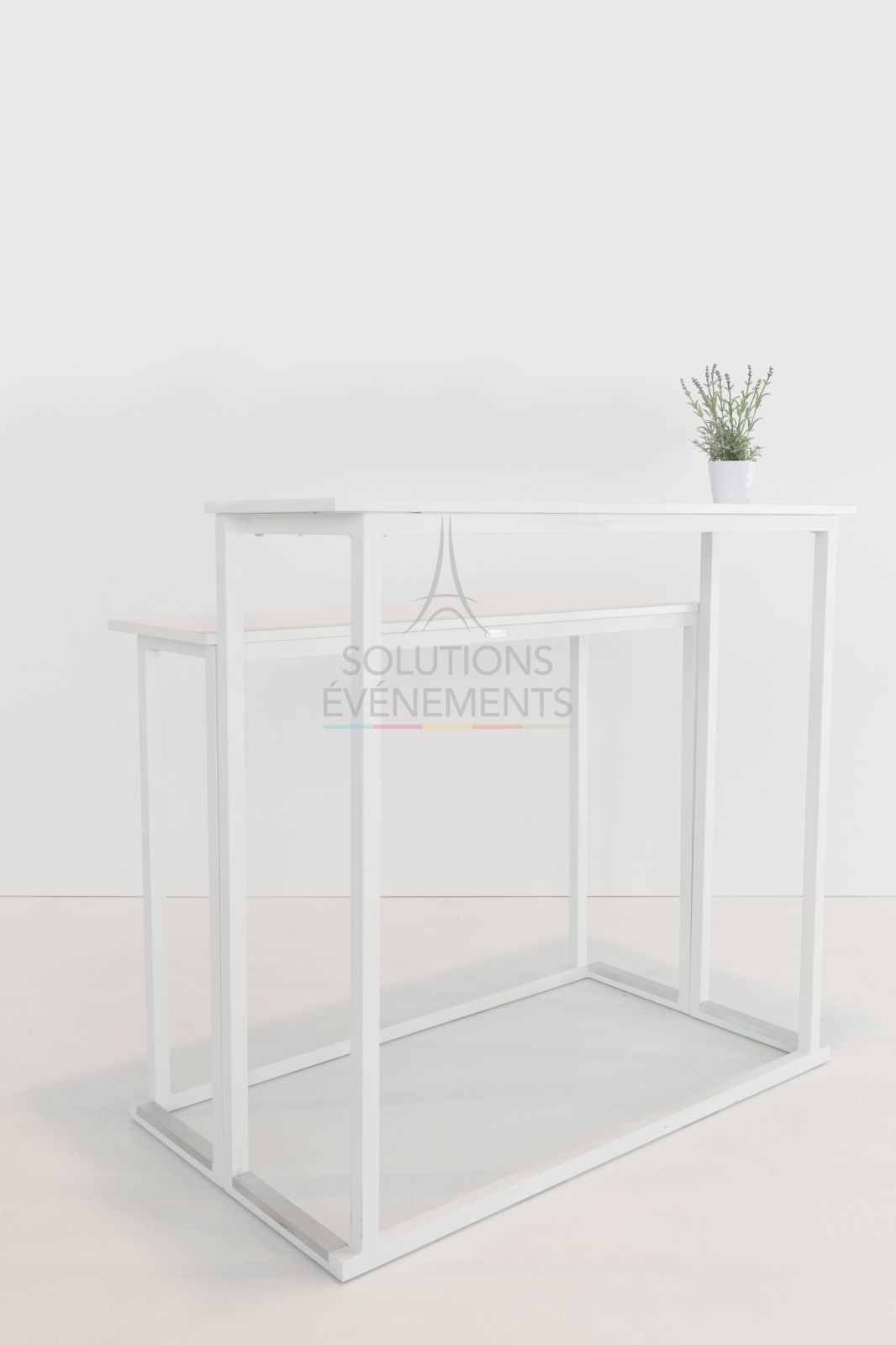 White Kubo Console - Wooden Top - Visual 2