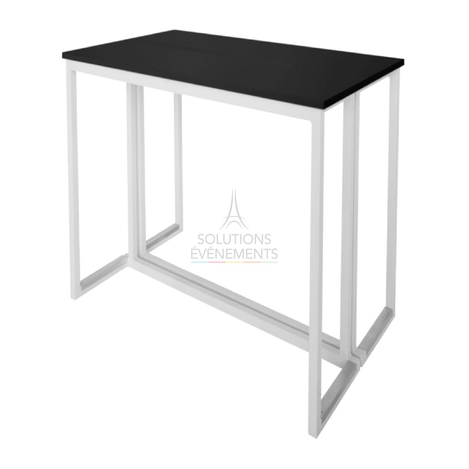 White Kubo High Table - Black Top - Visual 1