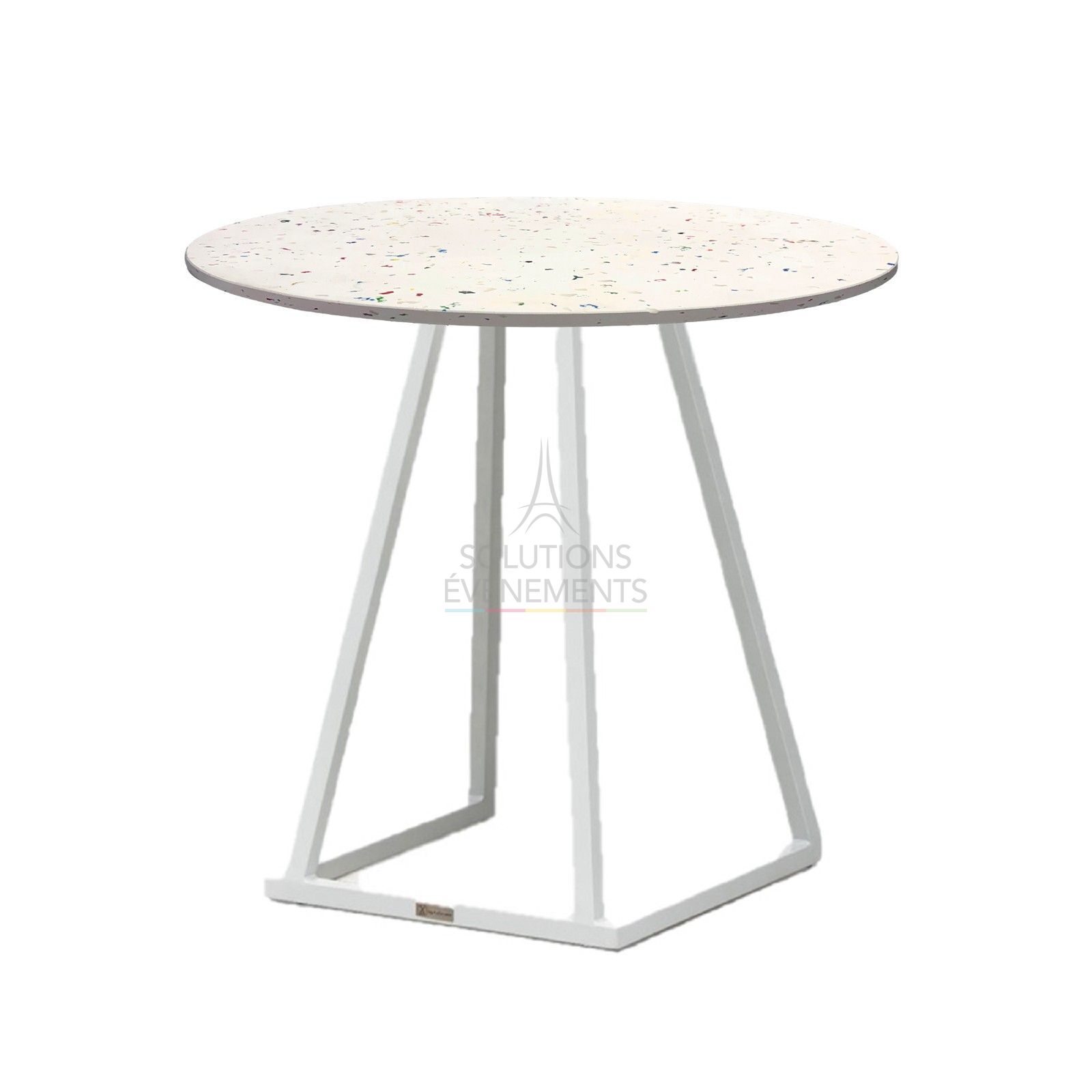 Location petite table guéridon éco-responsable avec plateau rond