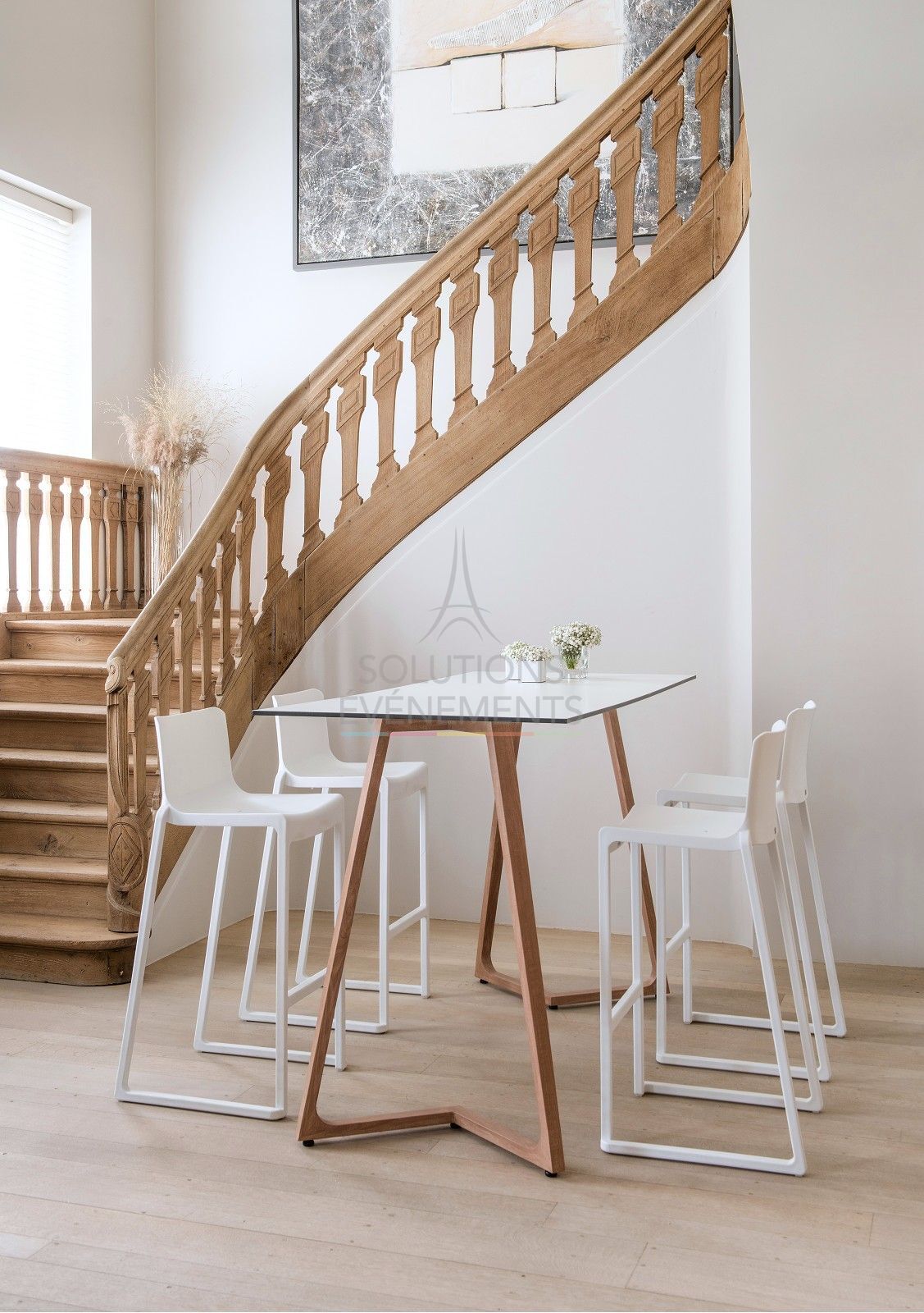 Wings high table - White marble top 180x80cm - Visual 2