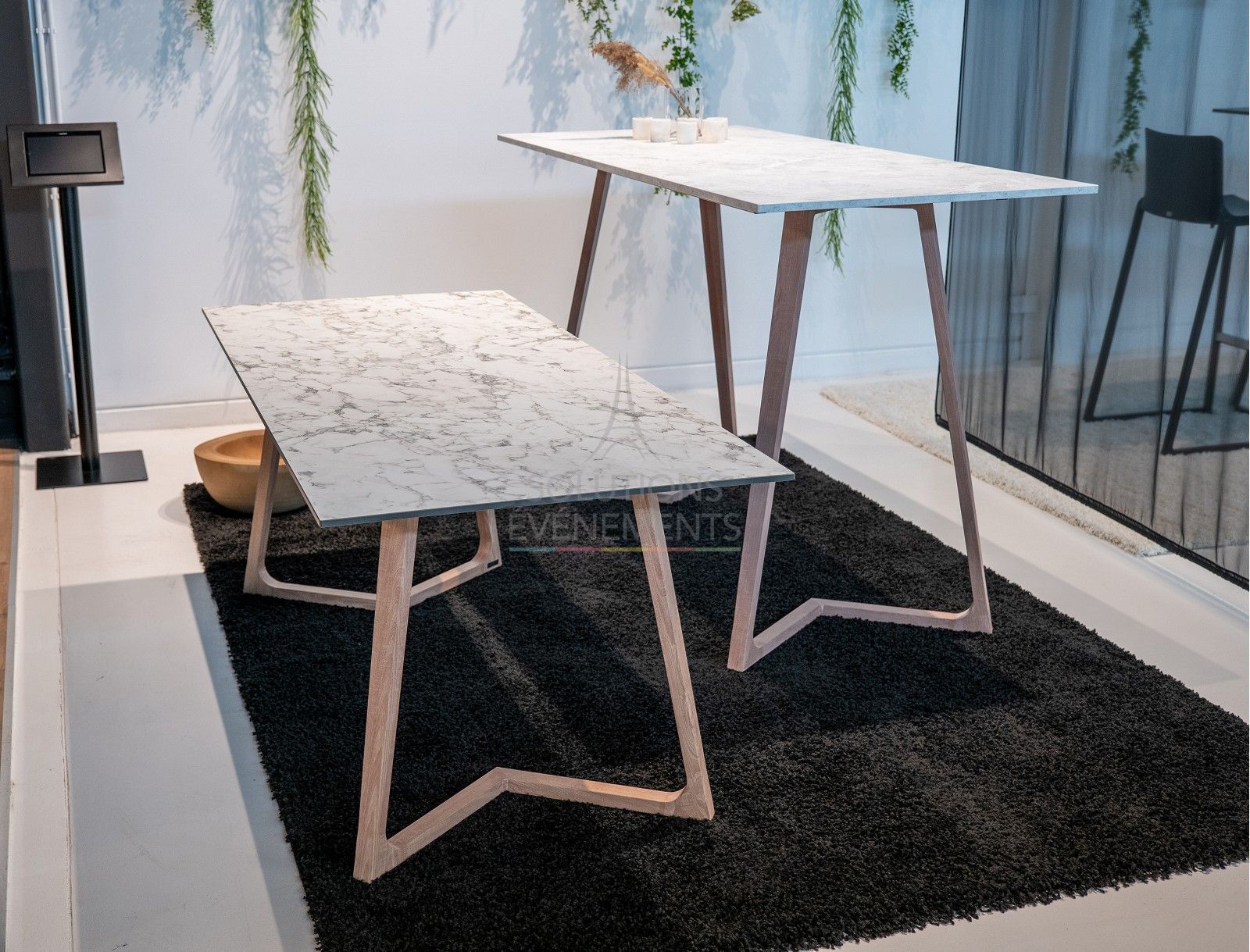 Wings high table - White marble top 180x80cm - Visual 3