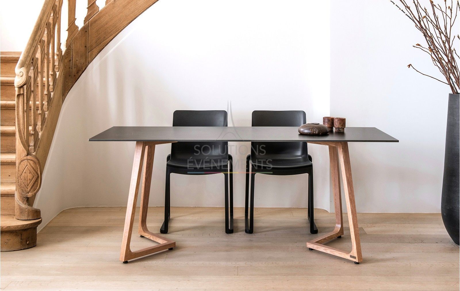 Wings rectangular table 6-8 pax - Black top 180x80cm - Visual 3