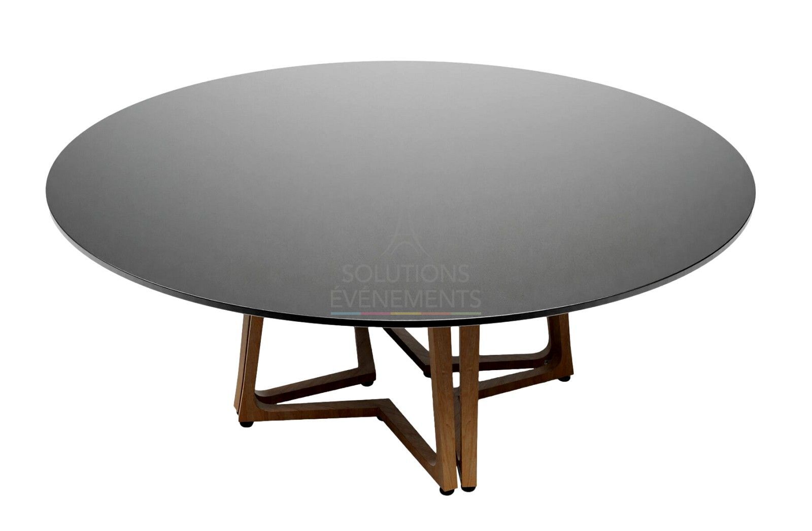 Location table design avec plateau rond noir Ø180 cm