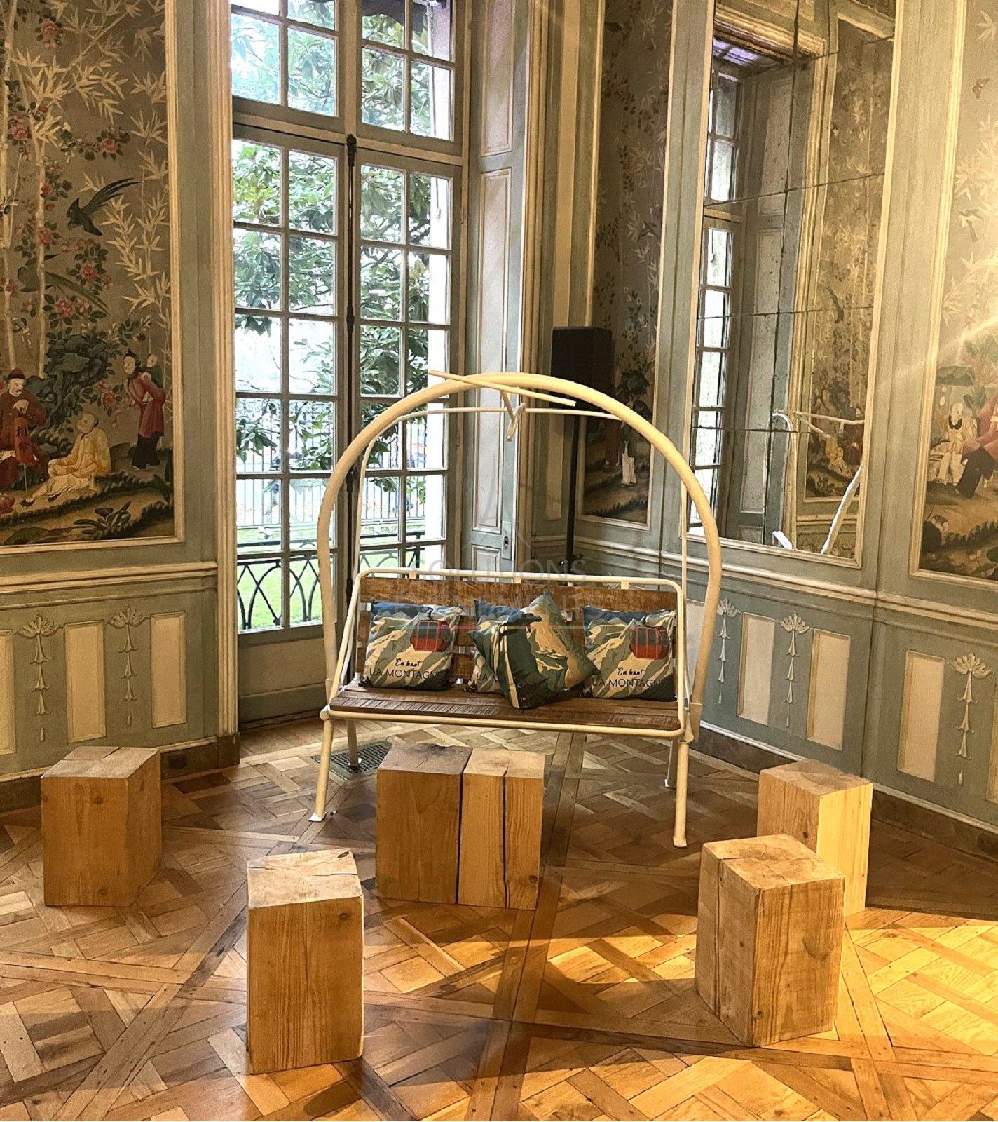 Wooden cube pouf - Visual 4